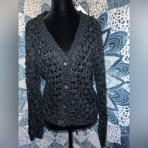Maurices Black Lace Knit Cardigan Sweater